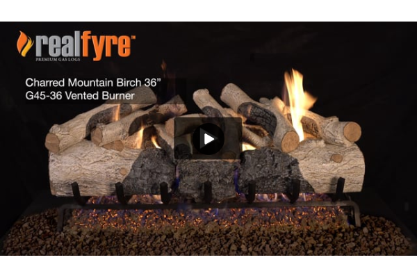 Real Fyre Charred Mountain Birch Listed Gas Log Set