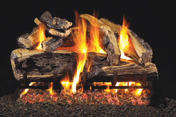 Real Fyre Charred Rugged Split Oak Listed Gas Log Set