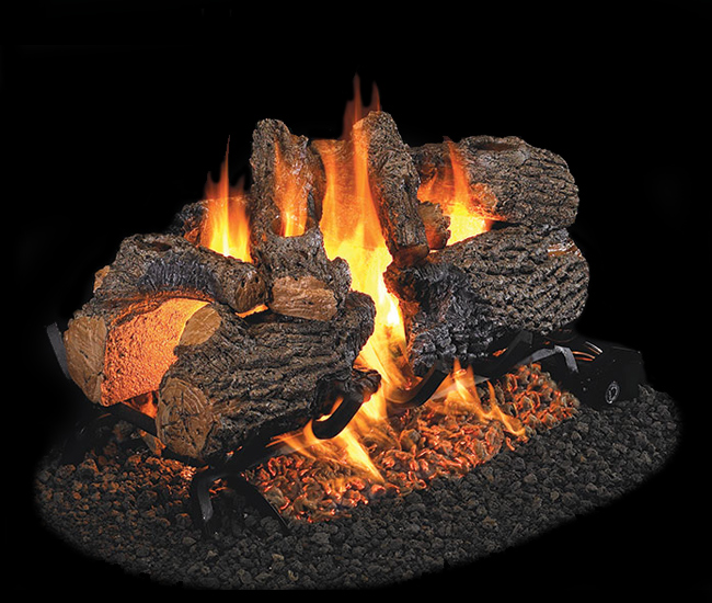 Real Fyre Outdoor Charred Oak See-Thru Gas Log Set