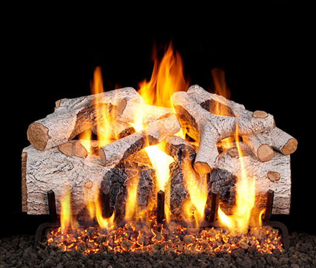 Real Fyre Charred Mountain Birch Flame Enhanced Gas Log Set