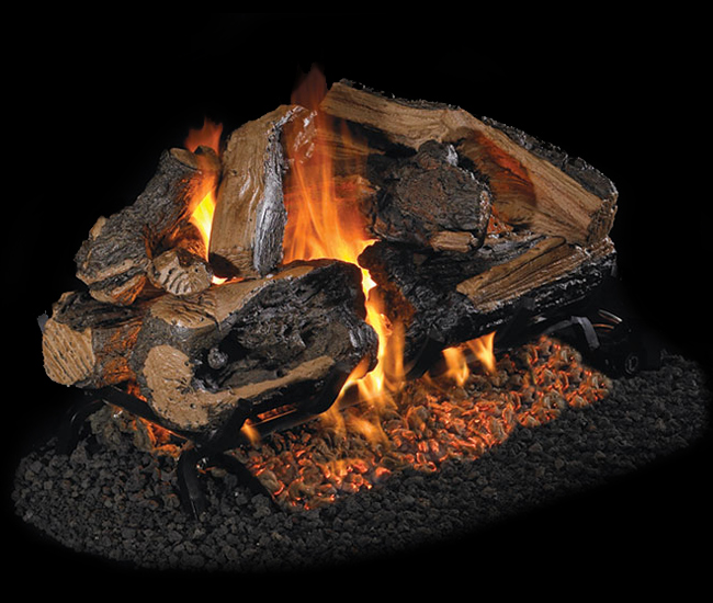 Real Fyre Outdoor Charred Rugged Split Oak See-Thru Gas Log Set