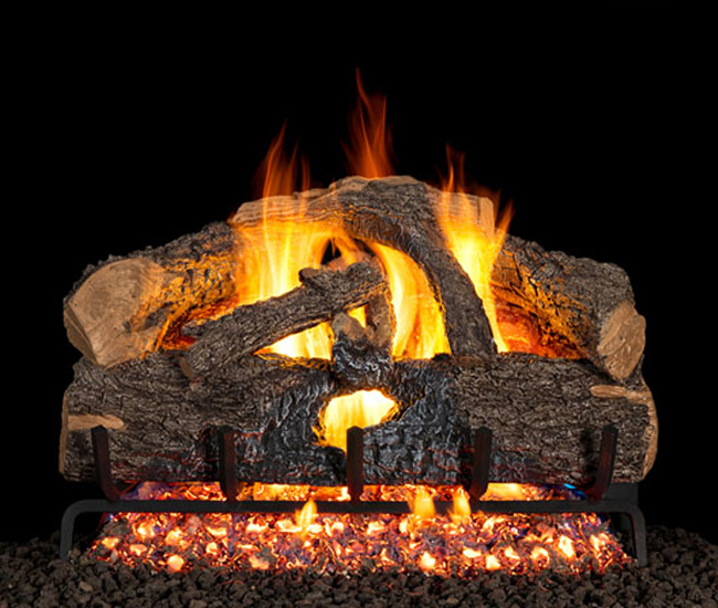 Real Fyre Outdoor Charred Evergreen Oak Gas Log Set