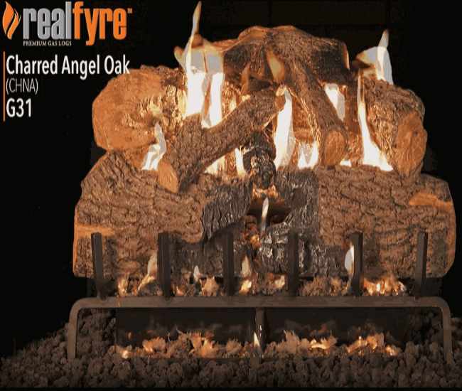 Real Fyre Outdoor Charred Angel Oak Gas Log Set